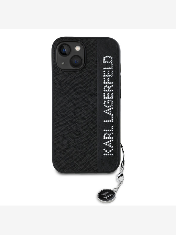 Karl Lagerfeld Karl Lagerfeld PU Saffiano Rhinestone Charm zadný kryt pre iPhone 15 čierny
