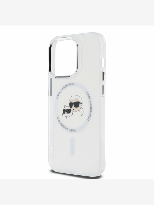 Karl Lagerfeld Karl Lagerfeld IML K&CH Heads Metal Frame MagSafe zadný kryt pre iPhone 15 Pro Max Transparent