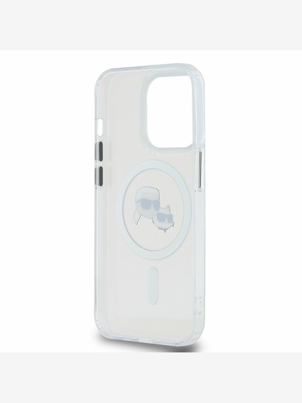 Karl Lagerfeld Karl Lagerfeld IML K&CH Heads Metal Frame MagSafe zadný kryt pre iPhone 15 Pro Max Transparent