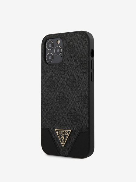 Guess Guess PU 4G Zadný kryt trojuholník pre iPhone 12/12 Pro 6.1 sivý