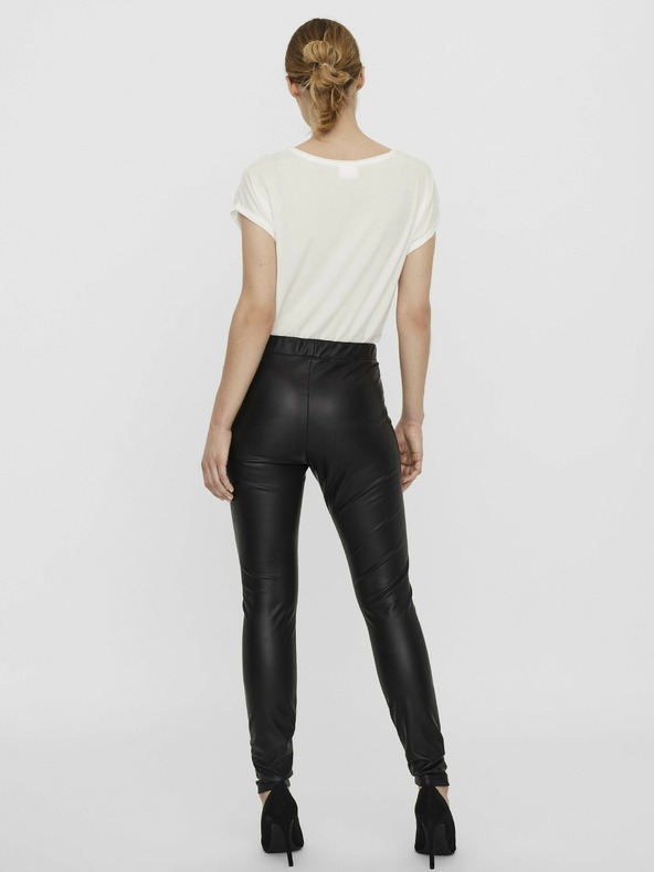 Vero Moda Čierne dámske kožené legíny skinny fit VERO MODA Gaya