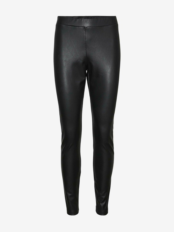 Vero Moda Čierne dámske kožené legíny skinny fit VERO MODA Gaya