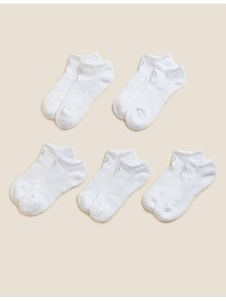 Marks & Spencer Súprava piatich párov dámskych športových ponožiek bielej farby Marks & Spencer Trainer Liners™