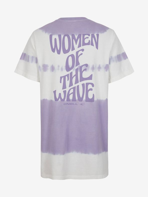 O'Neill Fialovo-biele dámske vzorované tričko O'Neill WOW T-SHIRT DRESS
