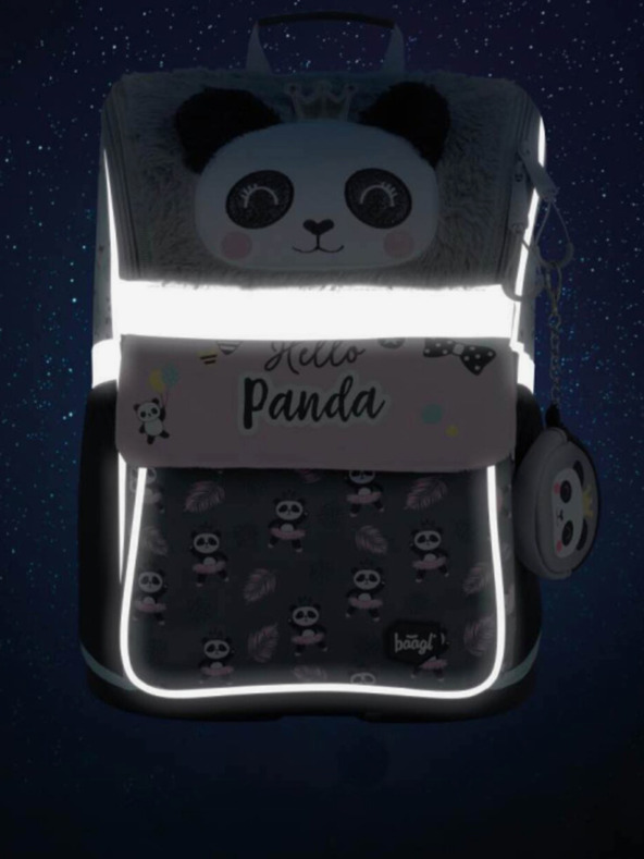 BAAGL  Sivá školská taška panda na zips Baagl