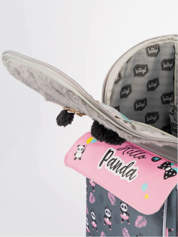 BAAGL  Sivá školská taška panda na zips Baagl