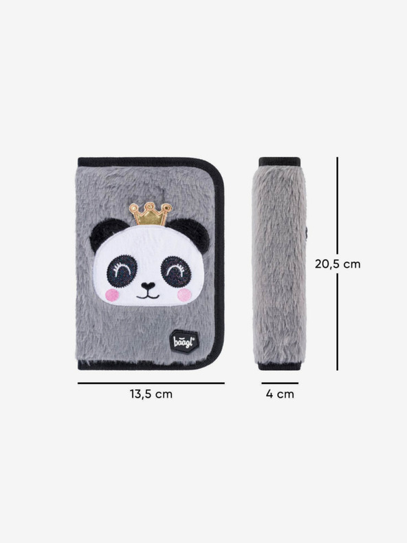 BAAGL  Šedý školský peračník jednoposchodový panda Baagl