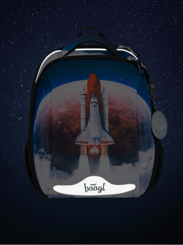 BAAGL  Modrá školská aktovka Baagl Shelly Space Shuttle