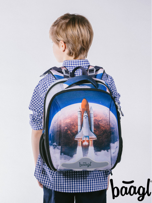 BAAGL  Modrá školská aktovka Baagl Shelly Space Shuttle
