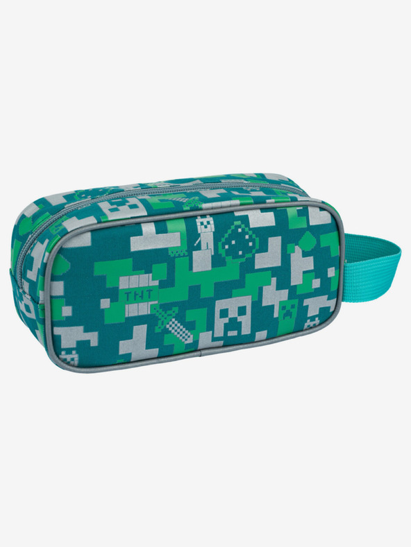 BAAGL  Zelený školský set - penál, taška Baagl Minecraft 2 Silver Creeper