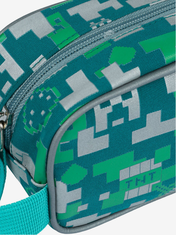 BAAGL  Zelený školský set - penál, taška Baagl Minecraft 2 Silver Creeper