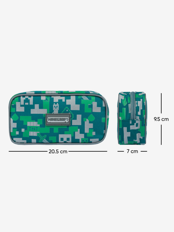 BAAGL  Zelený školský set - penál, taška Baagl Minecraft 2 Silver Creeper