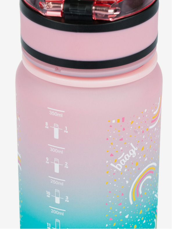 BAAGL  Ružová tritanová fľaša na pitie s gradientom dúhy, 350 ml Baagl