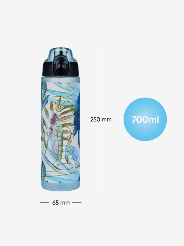 BAAGL  Fialová tritanová fľaša na pitie leafs, 700 ml Baagl