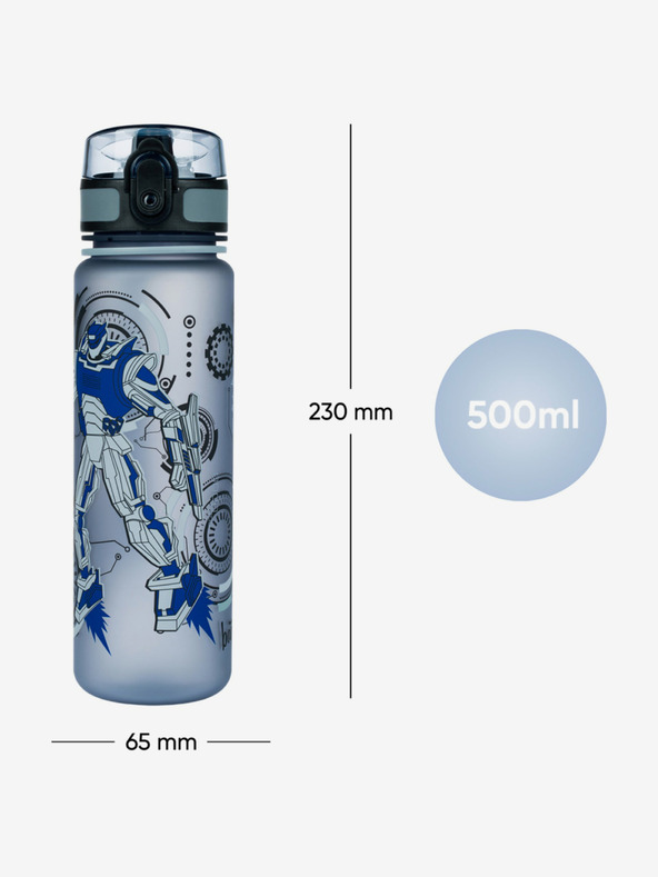 BAAGL  Sivá tritanová fľaša na pitie robots, 500 ml Baagl