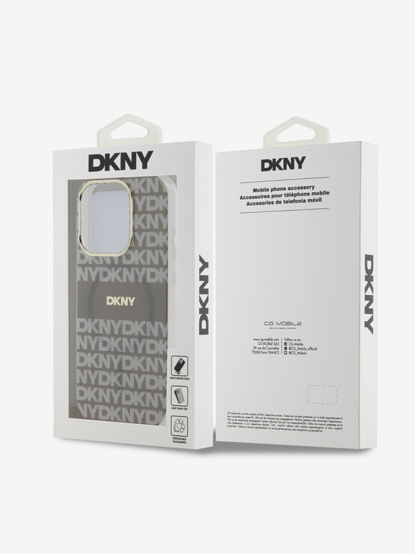 DKNY Zadný kryt PC/TPU Repeat Pattern Tonal Stripe Magsafe pre iPhone 14 Pro Beige DKNY