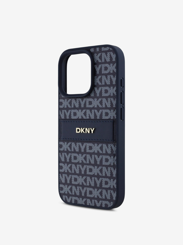 DKNY DKNY PU kožený zadný kryt Repeat Pattern Tonal Stripe pre iPhone 16 Pro Max Blue