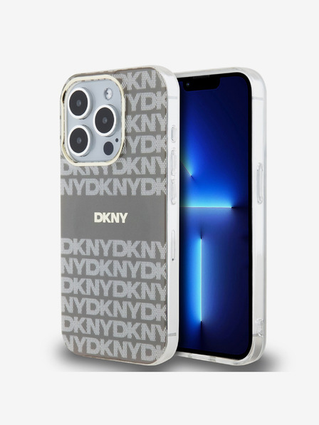 DKNY Zadný kryt PC/TPU Repeat Pattern Tonal Stripe Magsafe pre iPhone 14 Pro Max Beige DKNY