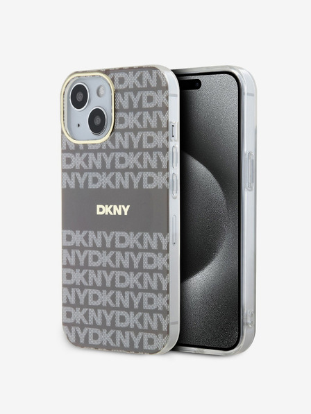 DKNY Zadný kryt PC/TPU Repeat Pattern Tonal Stripe Magsafe pre iPhone 15 Beige DKNY
