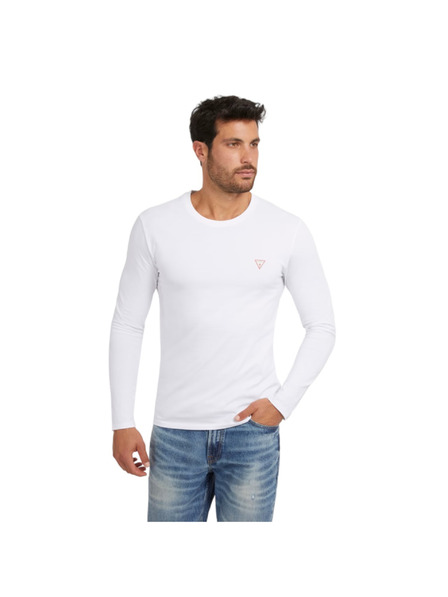 Guess Jeans Pánske biele tričko s dlhým rukávom Guess jeans