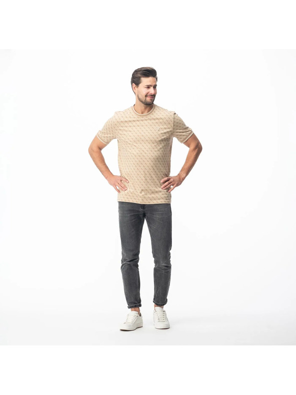 Guess Jeans Pánske béžové tričko 4G Guess jeans