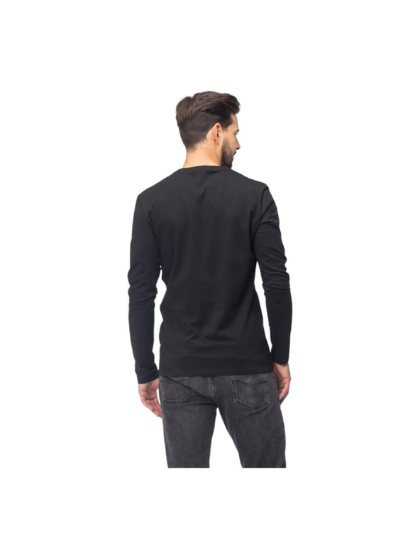 Guess Jeans Pánske čierne tričko s dlhým rukávom v-neck Guess jeans