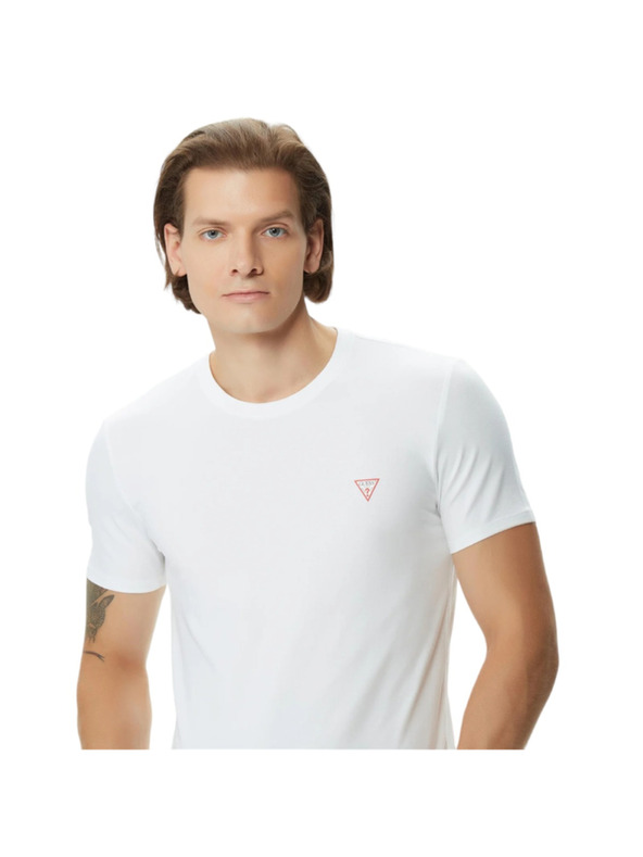 Guess Jeans Pánske biele slim fit tričko G011 Guess jeans