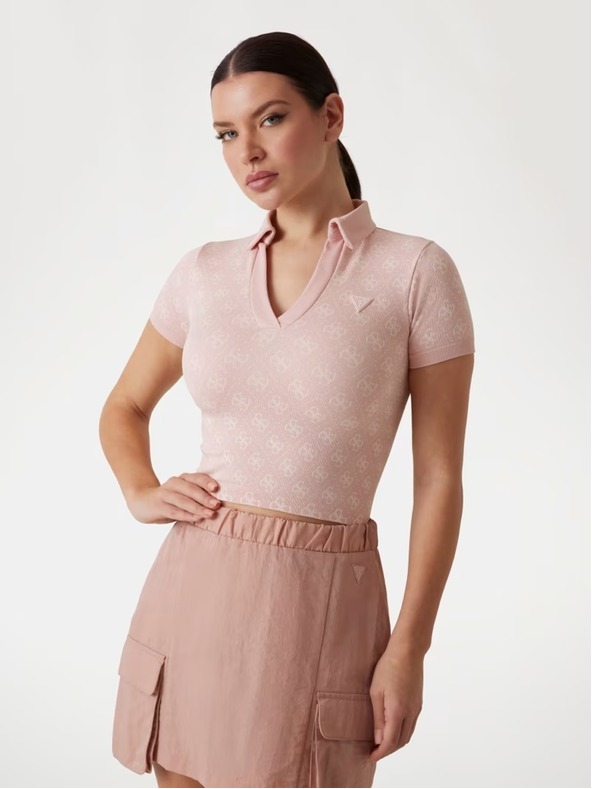 Guess Jeans Dámsky ružový bezšvový top Guess jeans