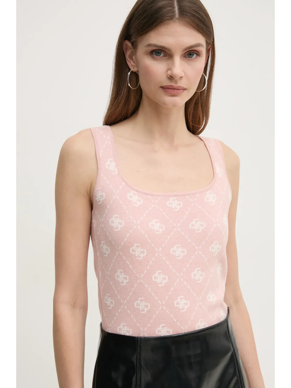 Guess Jeans Dámsky ružový top s celoplošnou potlačou 4G Guess jeans