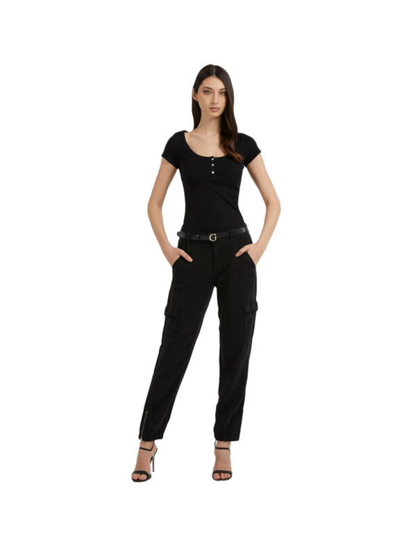 Guess Jeans Dámske čierne tričko s gombíkmi Guess jeans