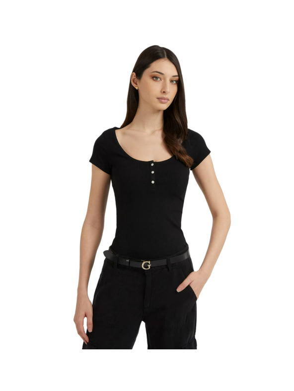 Guess Jeans Dámske čierne tričko s gombíkmi Guess jeans