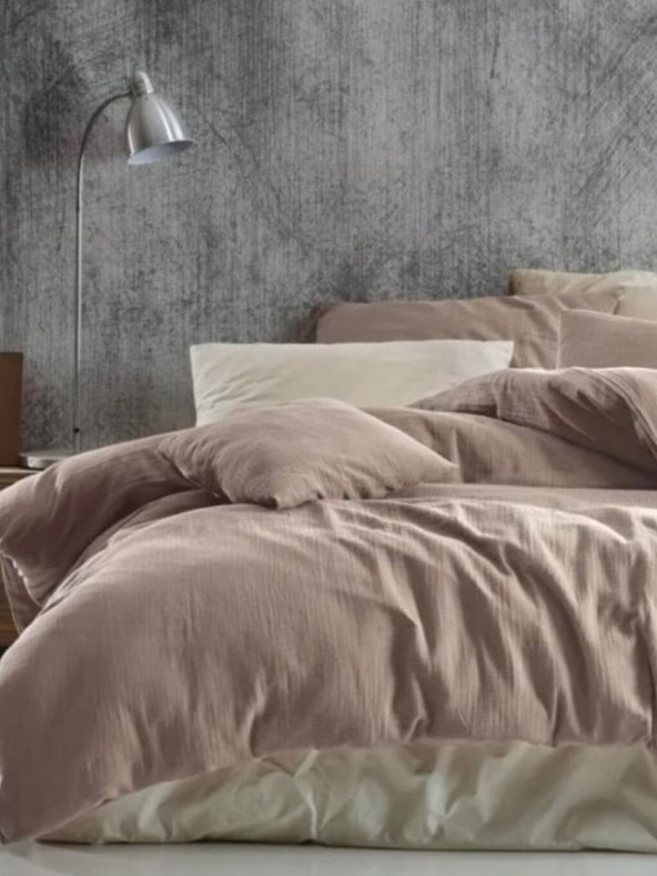 Kvalitex Mušelínová posteľná bielizeň 140x200, 70x90cm béžová Kvalitex