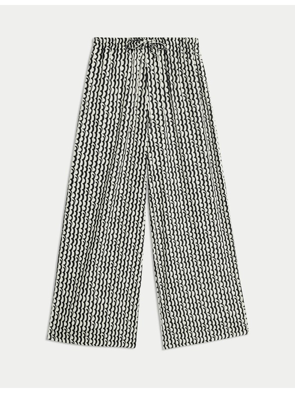 Marks & Spencer Geometrické nohavicové sukne so širokými nohavicami Marks & Spencer čierna