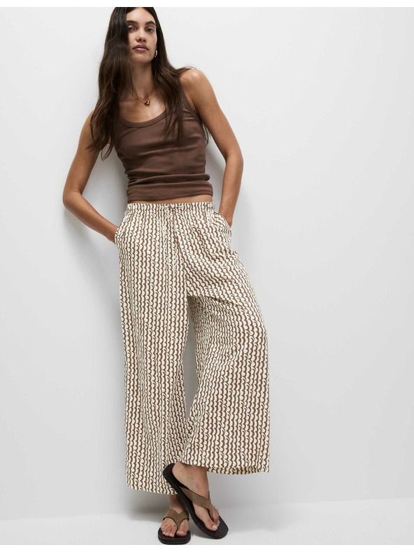 Marks & Spencer Geometrické nohavicové sukne so širokými nohavicami Marks & Spencer hnedá