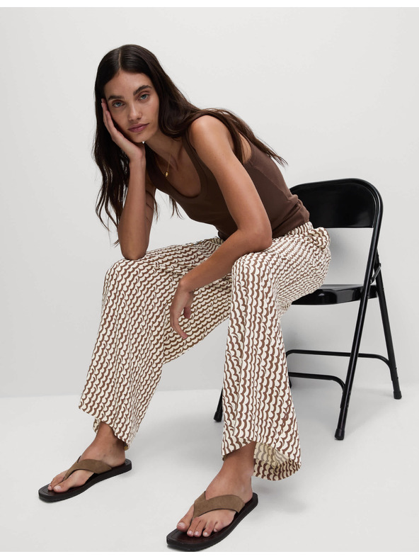 Marks & Spencer Geometrické nohavicové sukne so širokými nohavicami Marks & Spencer hnedá