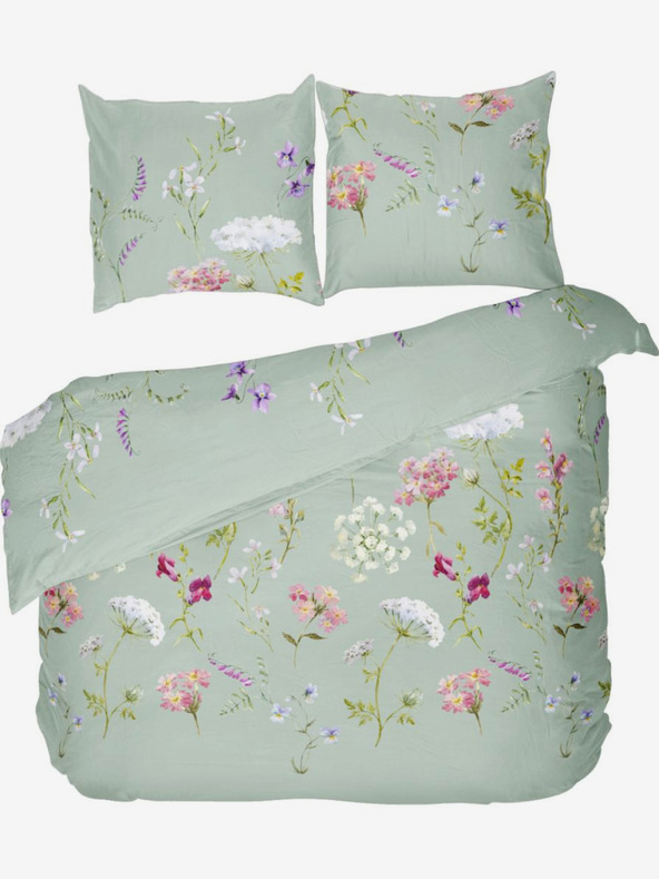 Kvalitex Francúzske bavlnené prestieradlo DELUX 200x200, 70x90cm BOTANICA zelená