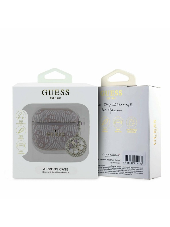 Guess Guess 4G Script PC/PU Charm Obal pre AirPods 4 Pink