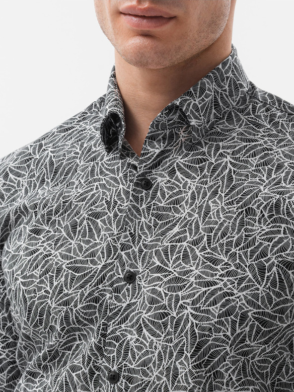 Ombre Clothing Bielo-čierna pánska košeľa Ombre Clothing K608