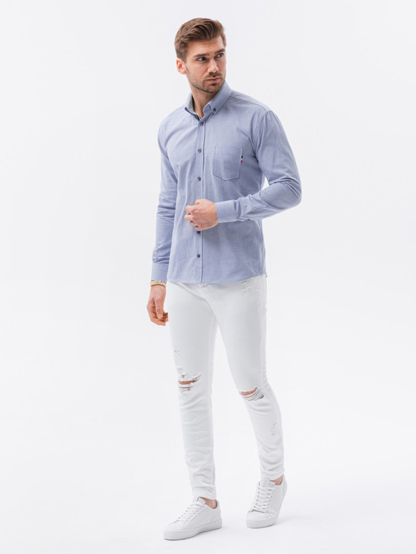 Ombre Clothing Svetlo modrá pánska košeľa Ombre Clothing K643