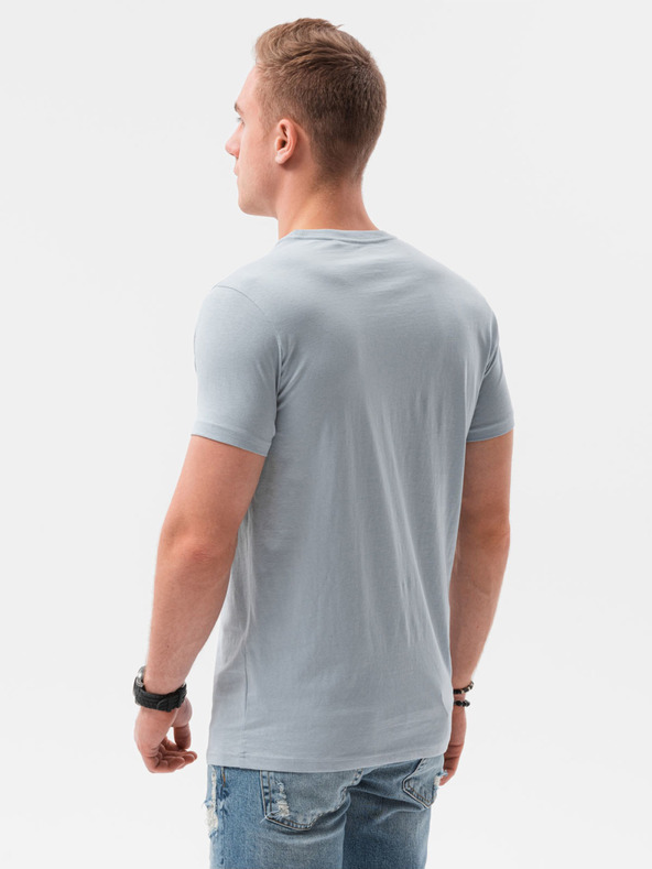 Ombre Clothing Svetlo modré pánske tričko s potlačou Ombre Clothing S1434 V-17B