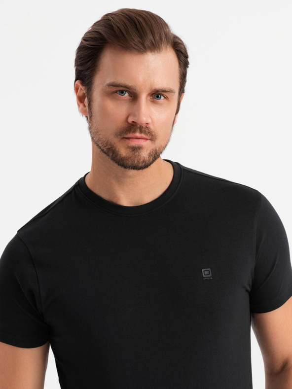 Ombre Clothing Sada dvoch kusov pánskych bavlnených tričiek BASIC s okrúhlym výstrihom Ombre Clothing