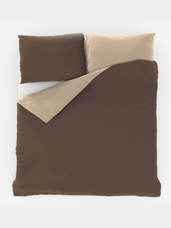 Kvalitex Saténové francúzske posteľné obliečky LUXURY COLLECTION 1+2, 200x200, 70x90cm tmavohnedé / béžové