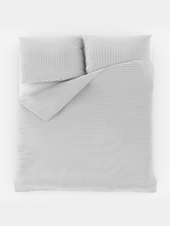 Kvalitex Saténová posteľná bielizeň s prúžkom 140x200, 70x90cm BIELA