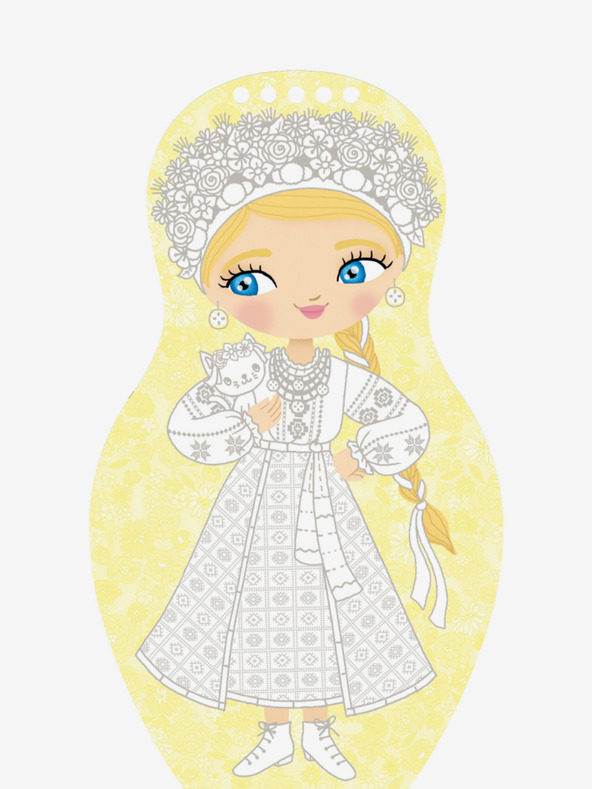 ELLA & MAX Oblečte ukrajinské bábiky ALINA - Omaľovánky