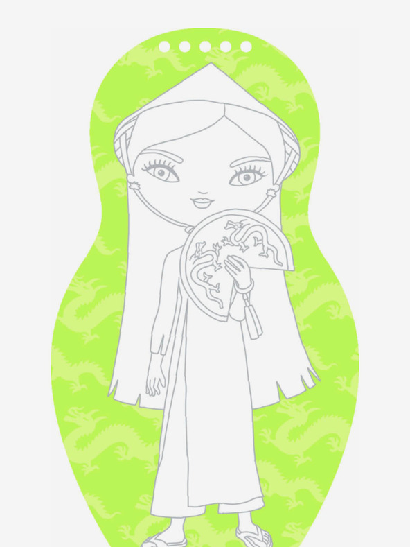 ELLA & MAX Obliekanie vietnamských bábik NGOC - Omaľovánka