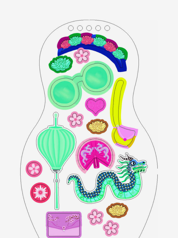 ELLA & MAX Obliekanie vietnamských bábik NGOC - Omaľovánka