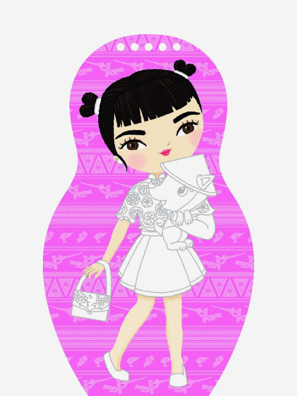 ELLA & MAX Obliekanie vietnamských bábik NGOC - Omaľovánka