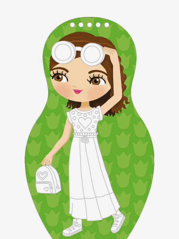 ELLA & MAX Obliekanie maďarských bábik SARA - Omaľovánka