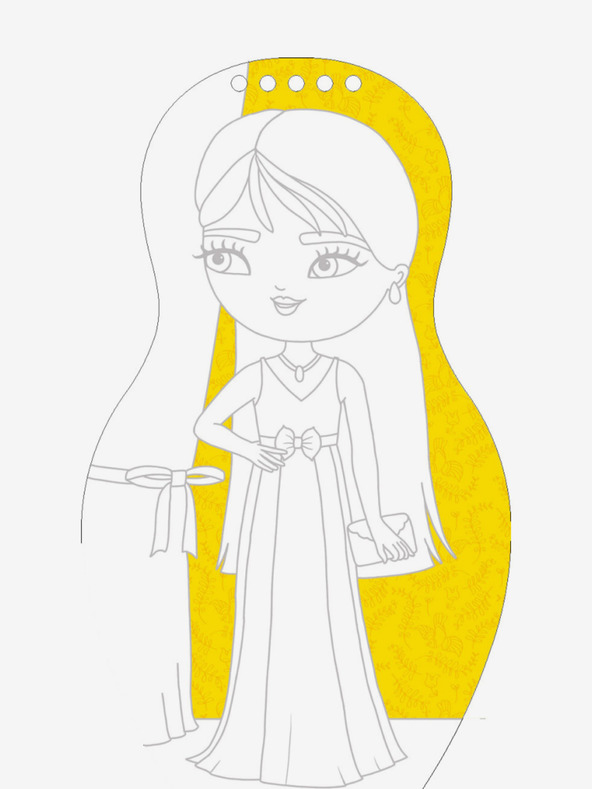 ELLA & MAX Obliekanie maďarských bábik SARA - Omaľovánka