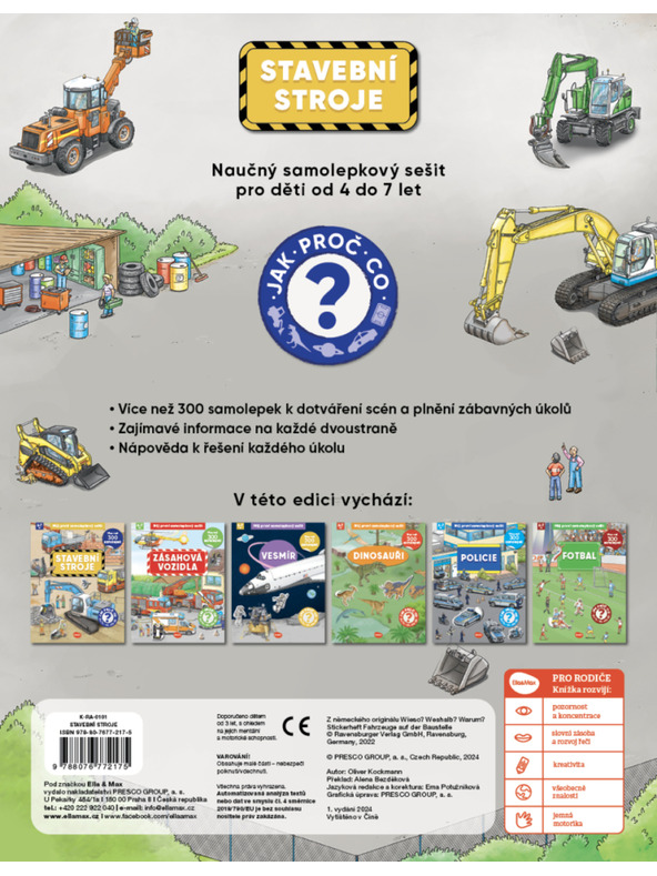 ELLA & MAX Moja prvá kniha samolepiek - STAVEBNÉ STROJE